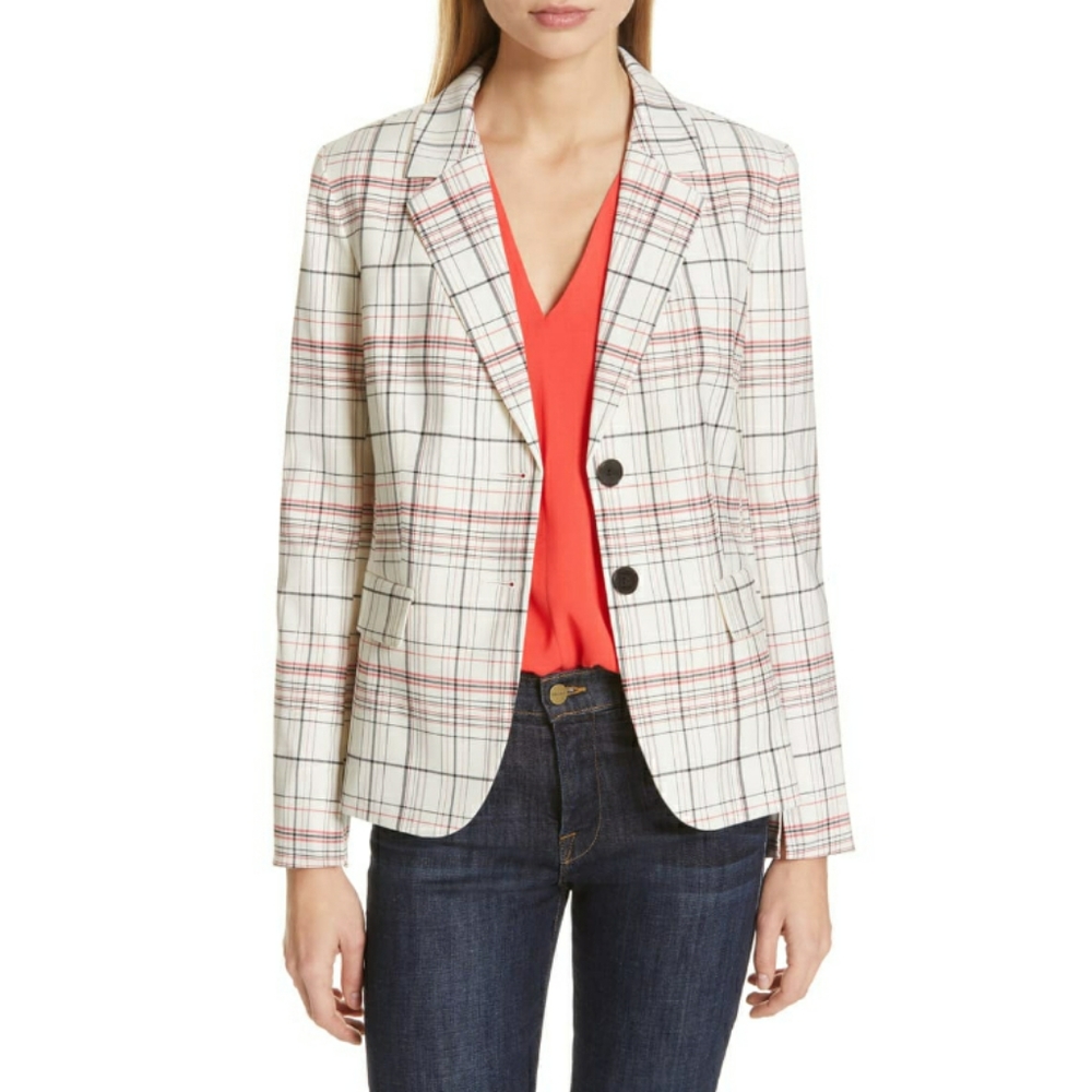 Lewit Pleat Black Plaid Stripe Tailored Jacket